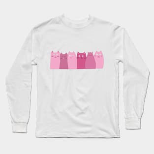 Pink funny cats Long Sleeve T-Shirt